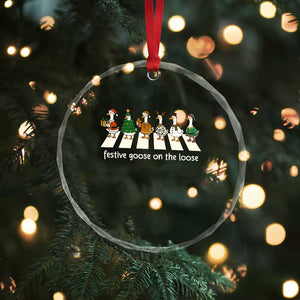 Funny Christmas Goose Crystal Glass Ornament Festive Goose On The Loose Xmas Meme TS10 Print Your Wear