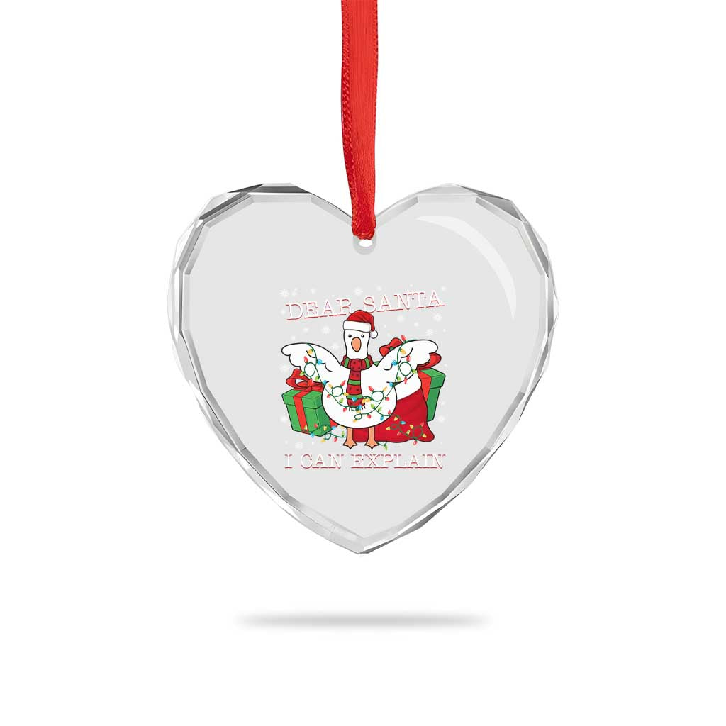 Funny Christmas Goose Heart Crystal Glass Ornament Dear Santa I Can Explain Cute Xmas Meme TS10 Print Your Wear