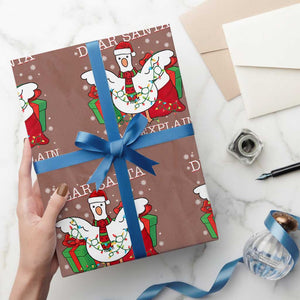 Funny Christmas Goose Wrapping Paper Roll Dear Santa I Can Explain Cute Xmas Meme TS10 Mocha Print Your Wear