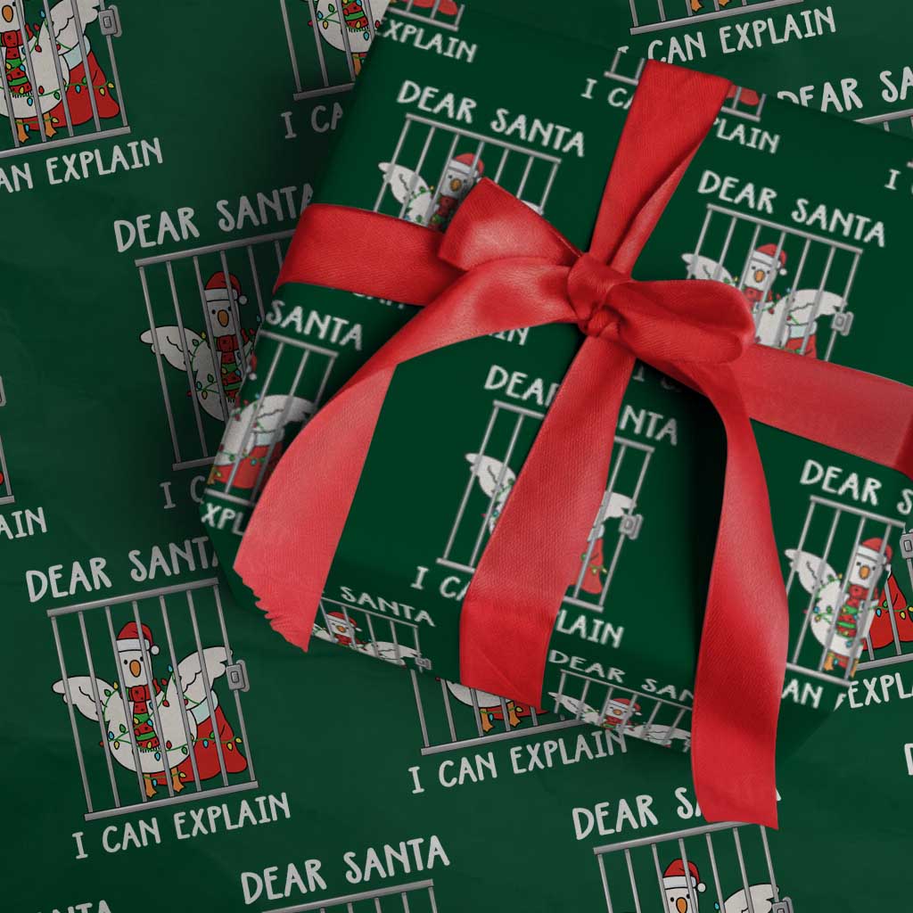 Funny Christmas Goose Wrapping Paper Roll Dear Santa I Can Explain Xmas Meme TS10 Green Print Your Wear