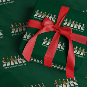 Funny Christmas Goose Wrapping Paper Roll Festive Goose On The Loose Xmas Meme TS10 Green Print Your Wear