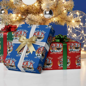 Funny Christmas Grilling Santa Wrapping Paper Roll Grilling On The Snow TS11 Print Your Wear