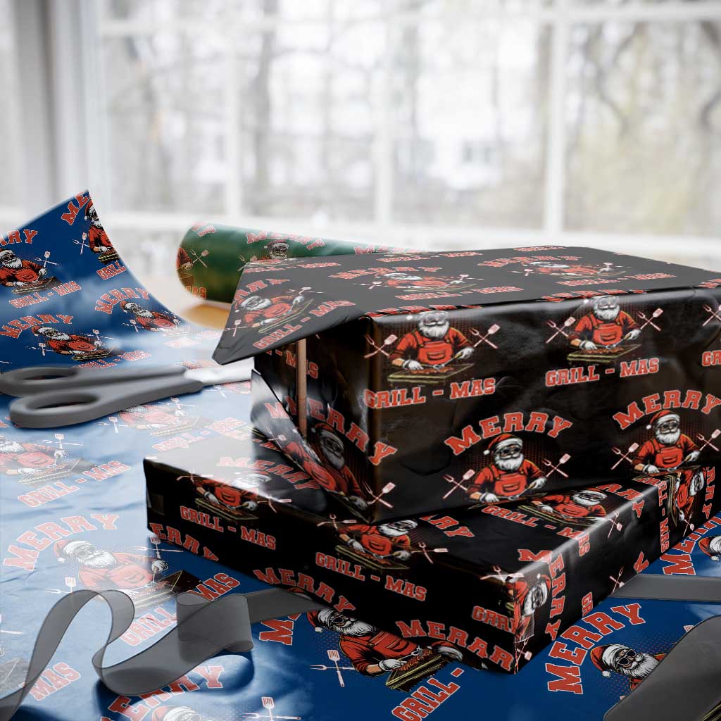 Funny Christmas Grilling Santa Wrapping Paper Roll Merry Grill-Mas BBQ TS11 Black Print Your Wear