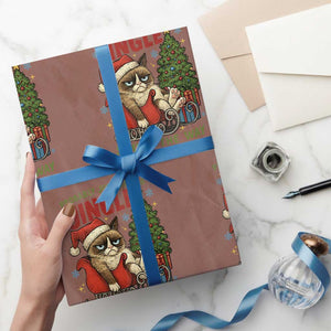 Funny Christmas Grumpy Cat Wrapping Paper Roll Probably Just Gonna Jingle Some Of The Way I Am Tired TS11 Mocha Print Your Wear