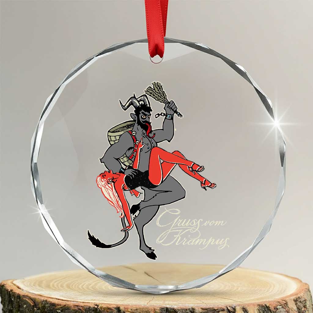 Funny Christmas Gruss Vom Krampus Crystal Glass Ornament TS09 Transparent Glass 3'' Circle Print Your Wear