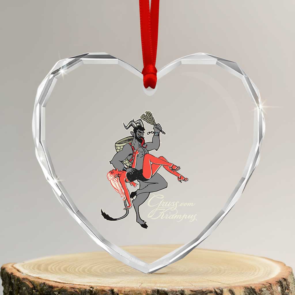 Funny Christmas Gruss Vom Krampus Heart Crystal Glass Ornament TS09 Transparent Glass 3'' Heart Print Your Wear