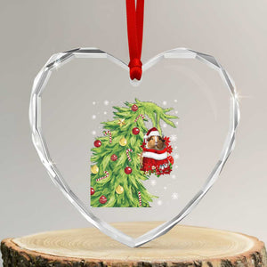 Funny Christmas Guinea In Green Hand Naughty Heart Crystal Glass Ornament Cute Pet Lover Gift TS12 Transparent Glass 3'' Heart Print Your Wear