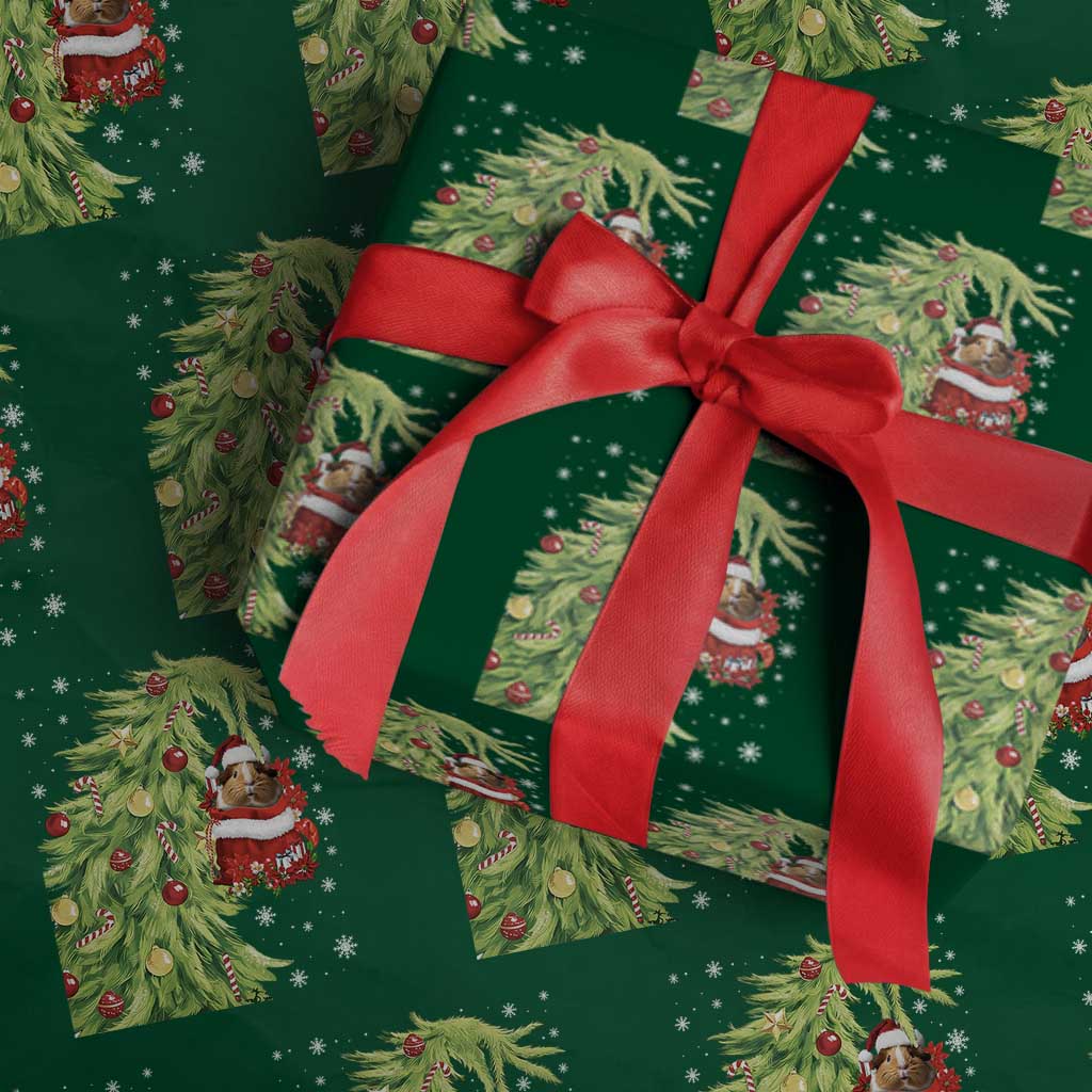 Funny Christmas Guinea In Green Hand Naughty Wrapping Paper Roll Cute Pet Lover Gift TS12 Green Print Your Wear