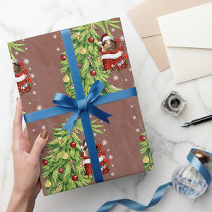 Funny Christmas Guinea In Green Hand Naughty Wrapping Paper Roll Cute Pet Lover Gift TS12 Mocha Print Your Wear