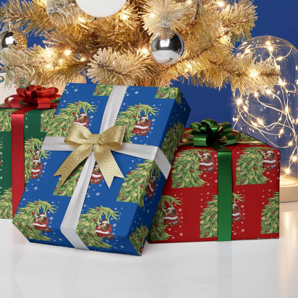 Funny Christmas Guinea In Green Hand Naughty Wrapping Paper Roll Cute Pet Lover Gift TS12 Print Your Wear