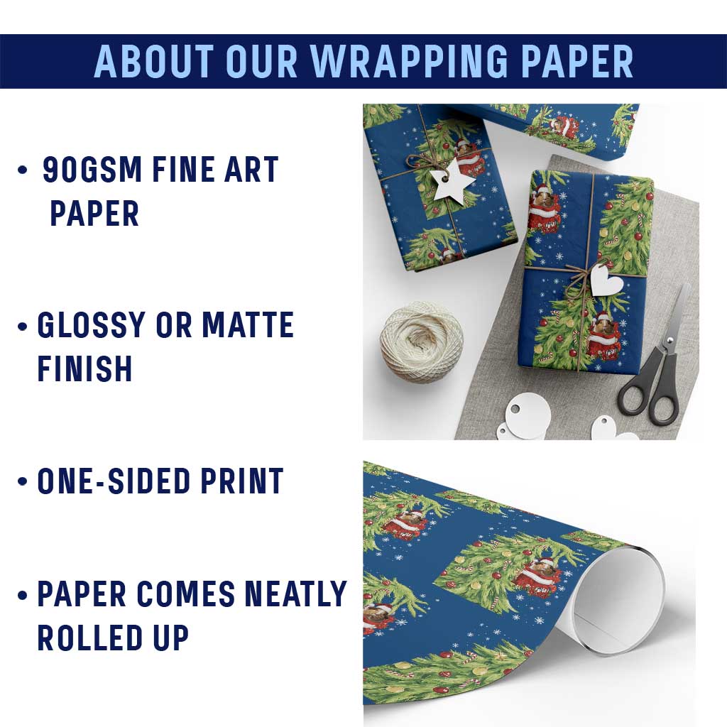 Funny Christmas Guinea In Green Hand Naughty Wrapping Paper Roll Cute Pet Lover Gift TS12 Print Your Wear