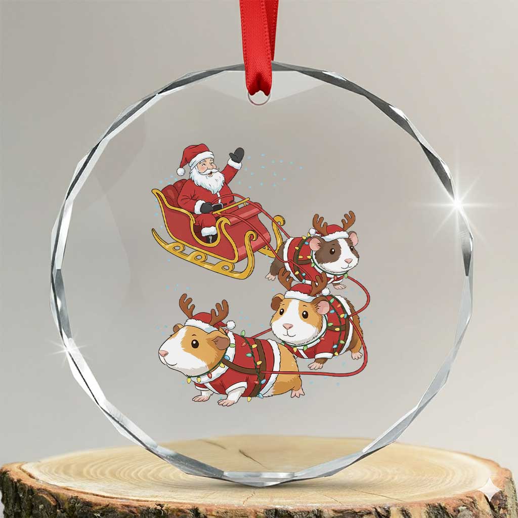 Funny Christmas Guinea Pig Lover Gift Crystal Glass Ornament Santa Pig Sleigh Crew TS12 Transparent Glass 3'' Circle Print Your Wear