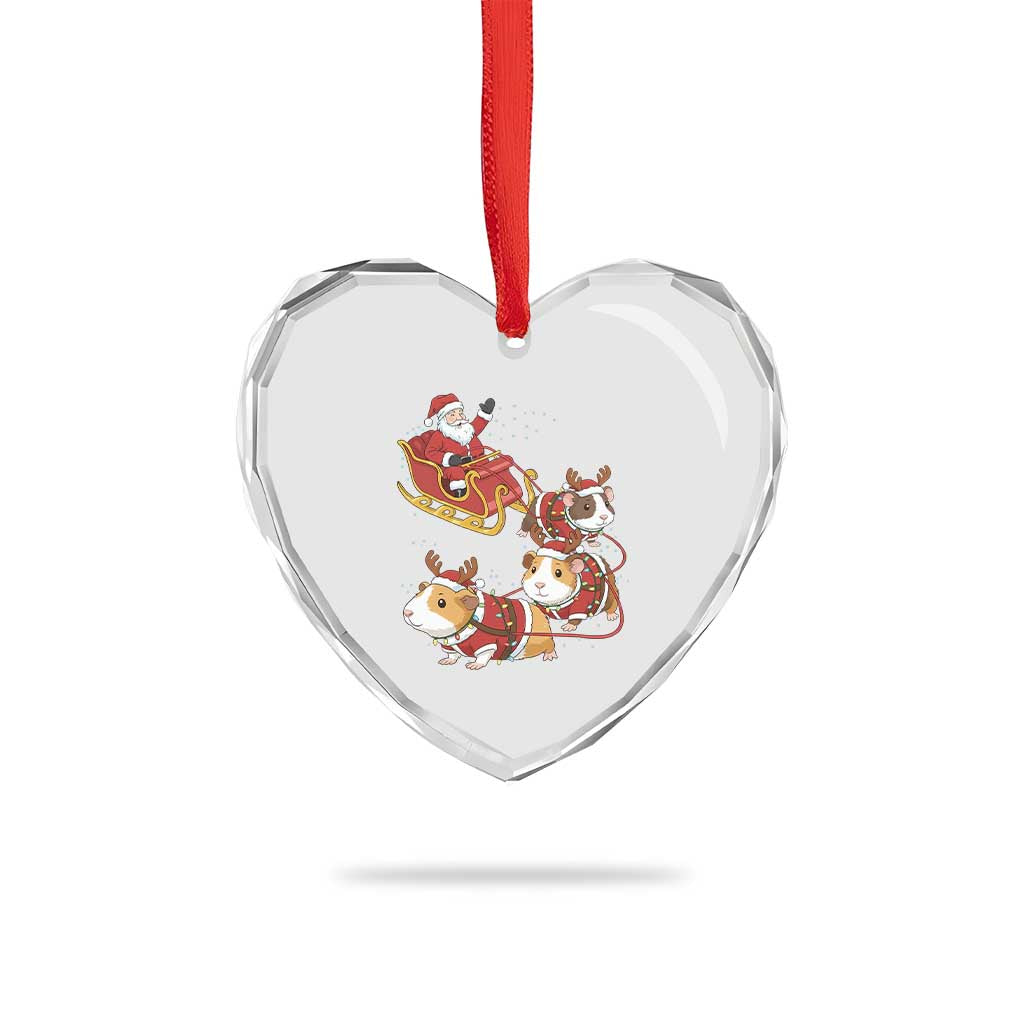 Funny Christmas Guinea Pig Lover Gift Heart Crystal Glass Ornament Santa Pig Sleigh Crew TS12 Print Your Wear