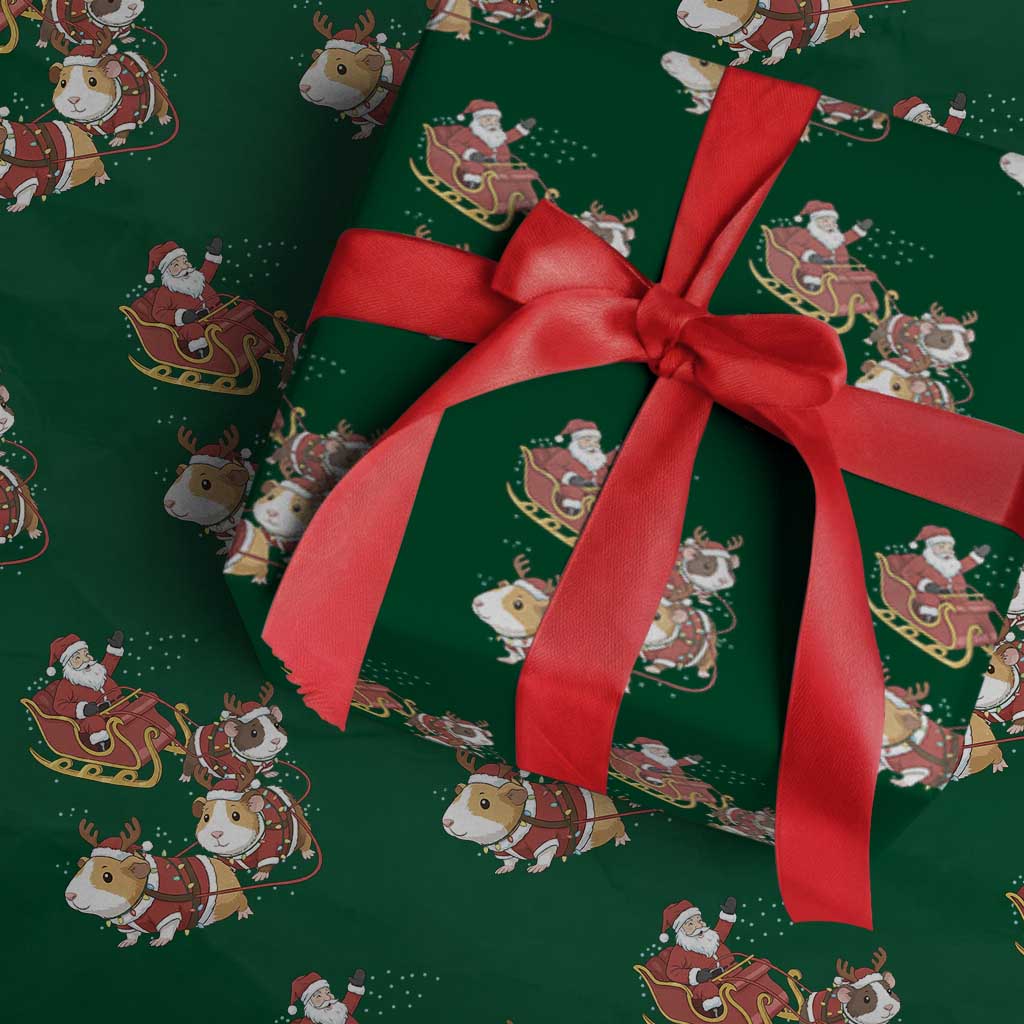 Funny Christmas Guinea Pig Lover Gift Wrapping Paper Roll Santa Pig Sleigh Crew TS12 Green Print Your Wear