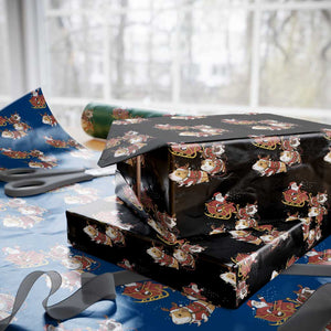 Funny Christmas Guinea Pig Lover Gift Wrapping Paper Roll Santa Pig Sleigh Crew TS12 Black Print Your Wear