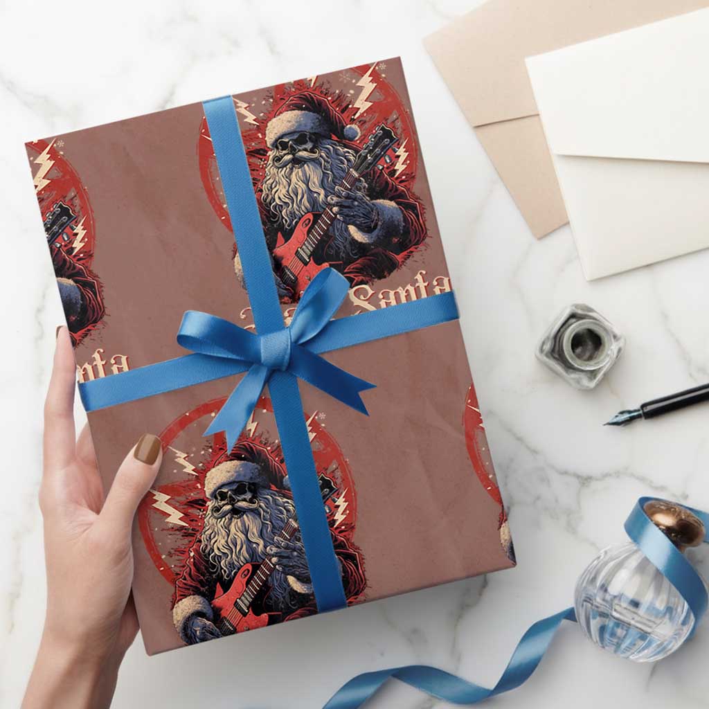 Funny Christmas Hail Santa Wrapping Paper Roll Sleigher Heavy Metal Xmas TS11 Mocha Print Your Wear