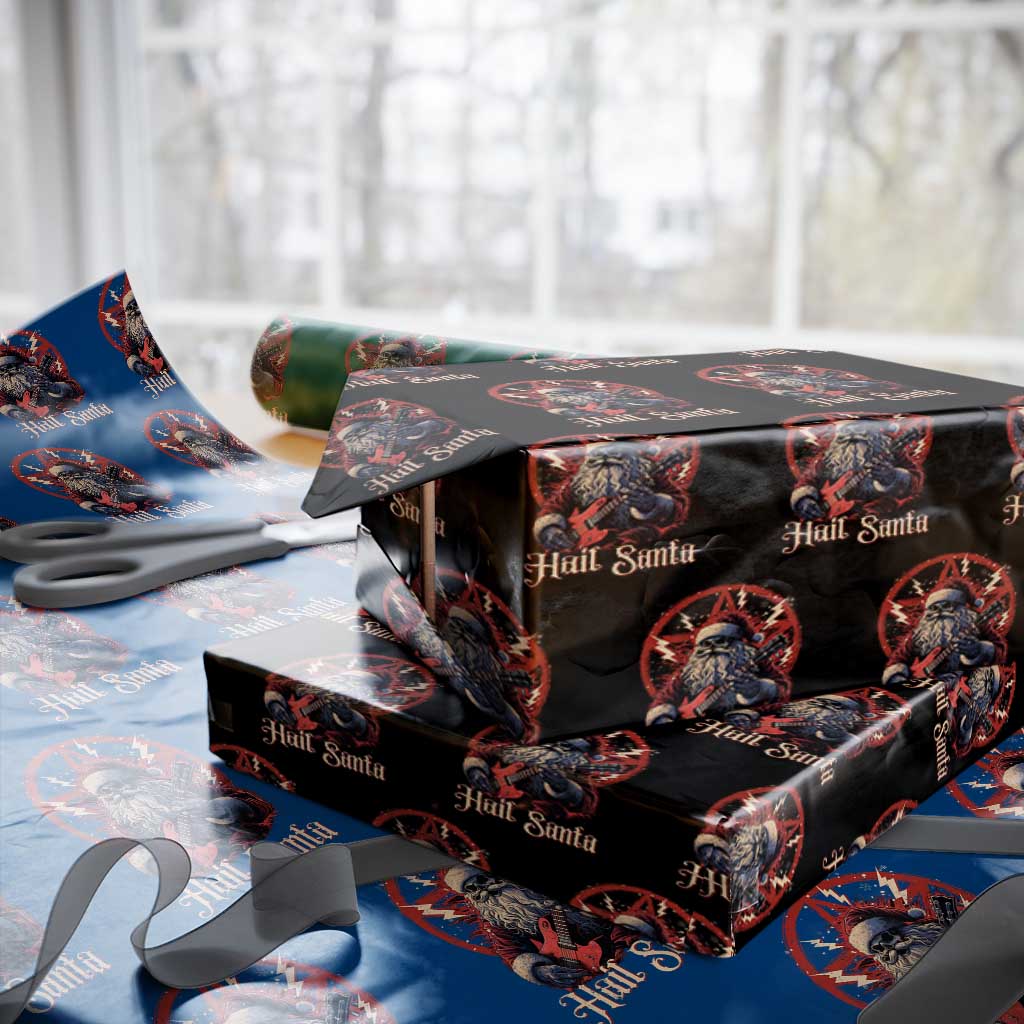 Funny Christmas Hail Santa Wrapping Paper Roll Sleigher Heavy Metal Xmas TS11 Black Print Your Wear