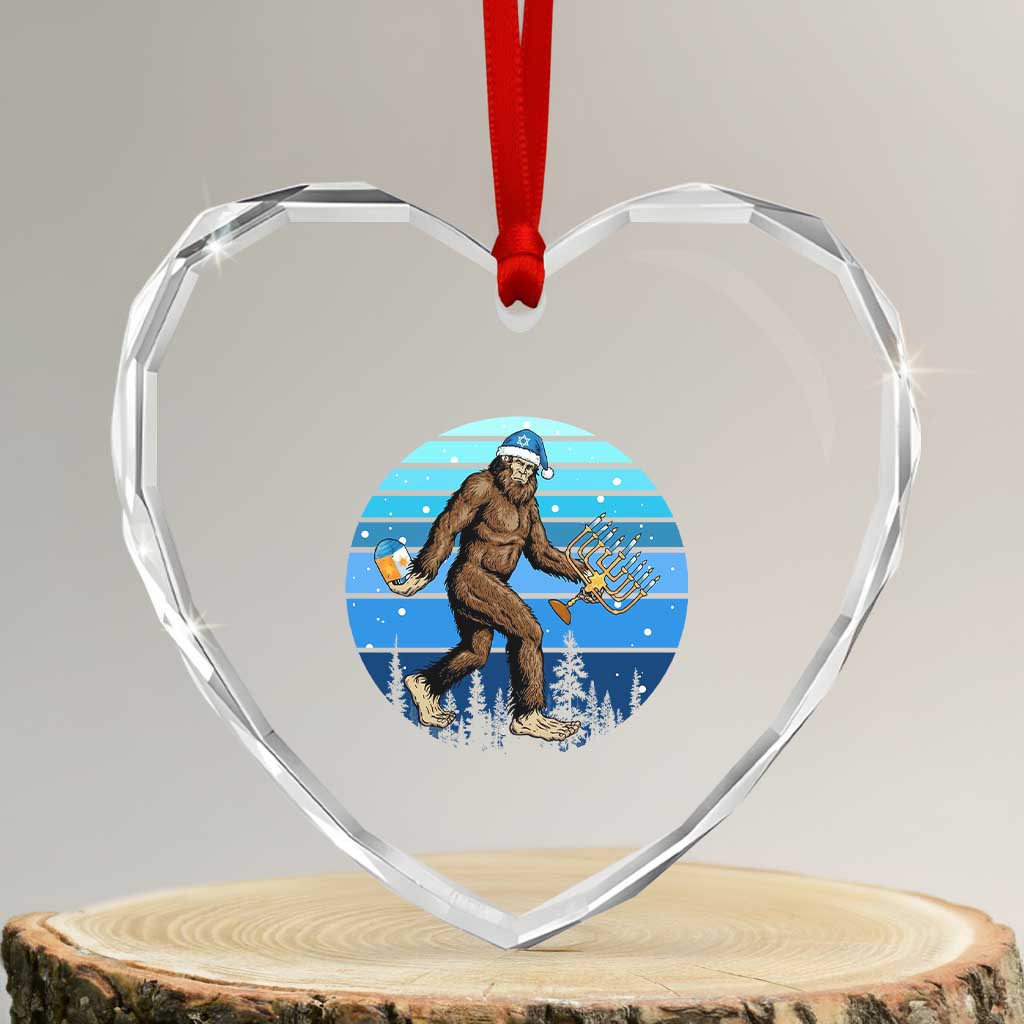 Funny Christmas Hanukkah Bigfoot Lover Heart Crystal Glass Ornament Jewish Holiday Gift TS12 Transparent Glass 3'' Heart Print Your Wear