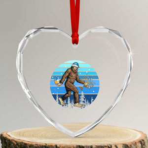 Funny Christmas Hanukkah Bigfoot Lover Heart Crystal Glass Ornament Jewish Holiday Gift TS12 Transparent Glass 3'' Heart Print Your Wear