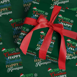 Funny Christmas Hanukkah Kwanzaa Wrapping Paper Roll December Holiday Gift TS12 Green Print Your Wear