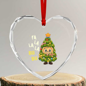 Funny Christmas Heart Crystal Glass Ornament Fa La La La Bu Bu Xmas Song Kawaii Bubu TS10 Transparent Glass 3'' Heart Print Your Wear