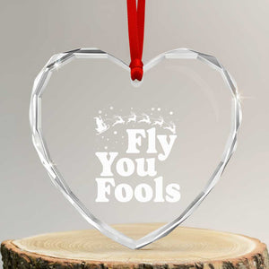 Funny Christmas Heart Crystal Glass Ornament Fly You Fools Fantasy Movie Santa Sleigh Reindeer TS10 Transparent Glass 3'' Heart Print Your Wear