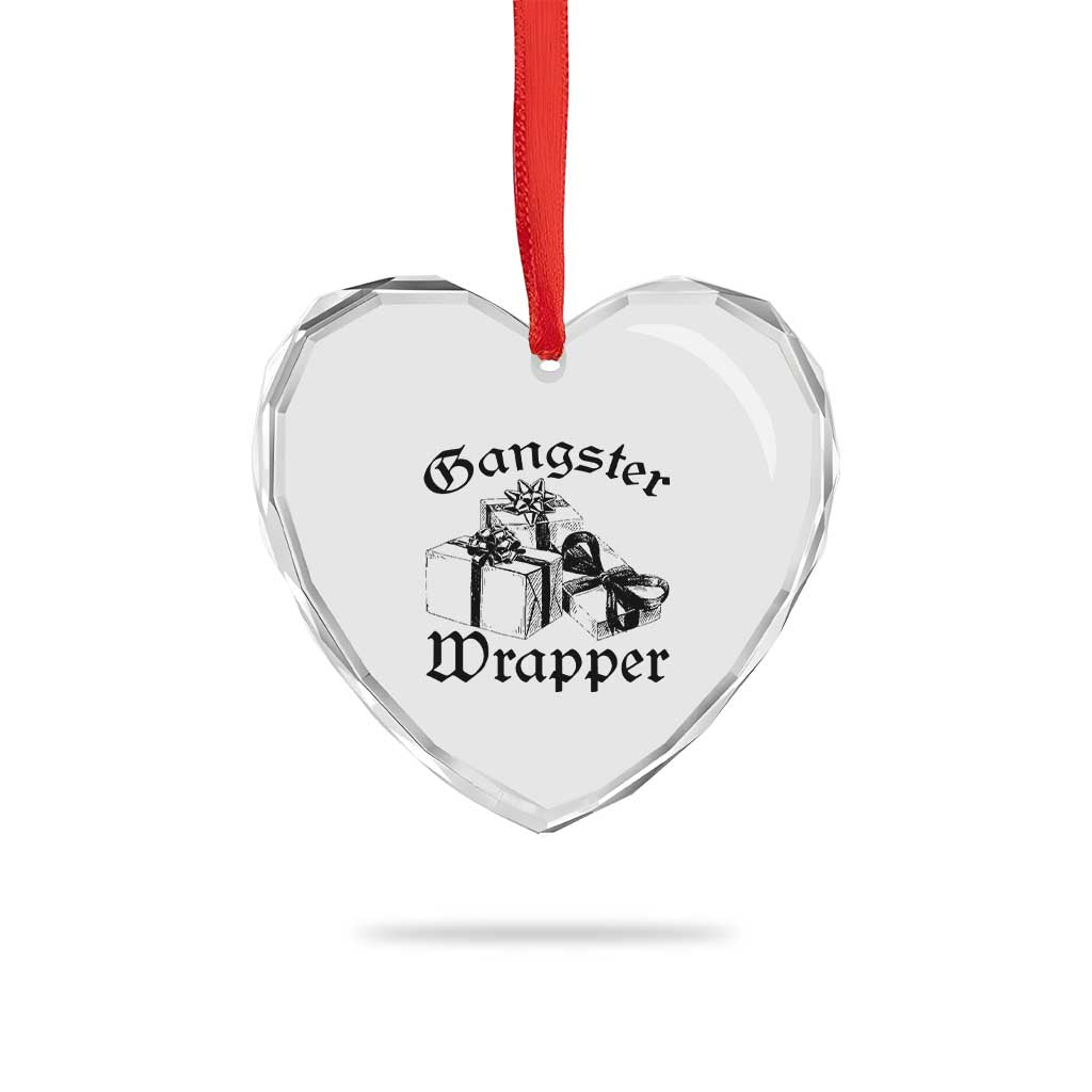 Funny Christmas Heart Crystal Glass Ornament Gangster Wrapper Vintage Presents Gift TS11 Print Your Wear