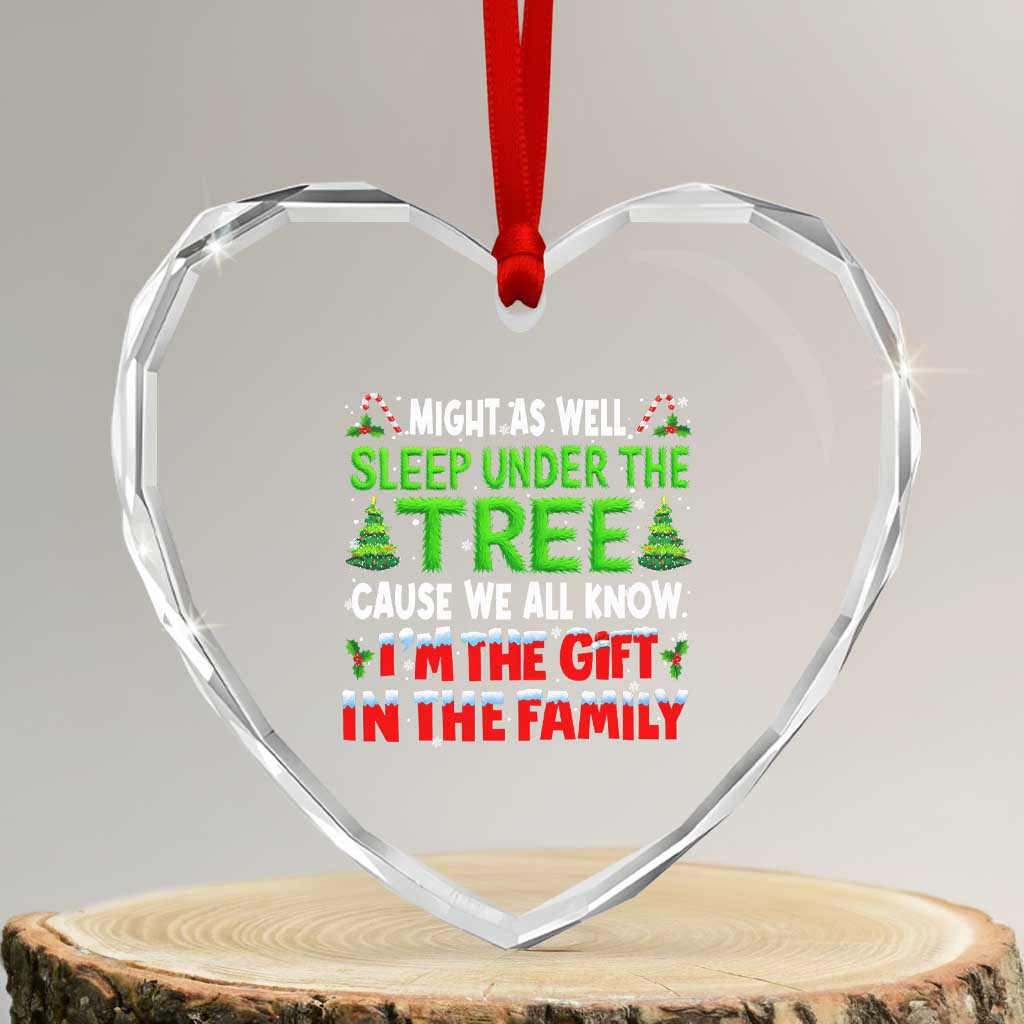 Funny Christmas Heart Crystal Glass Ornament I'm The Gift Family Pajama TS10 Transparent Glass 3'' Heart Print Your Wear
