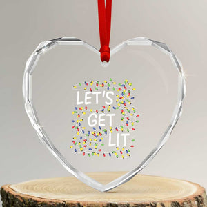 Funny Christmas Heart Crystal Glass Ornament Let's Get Lit Led Lights Xmas TS11 Transparent Glass 3'' Heart Print Your Wear