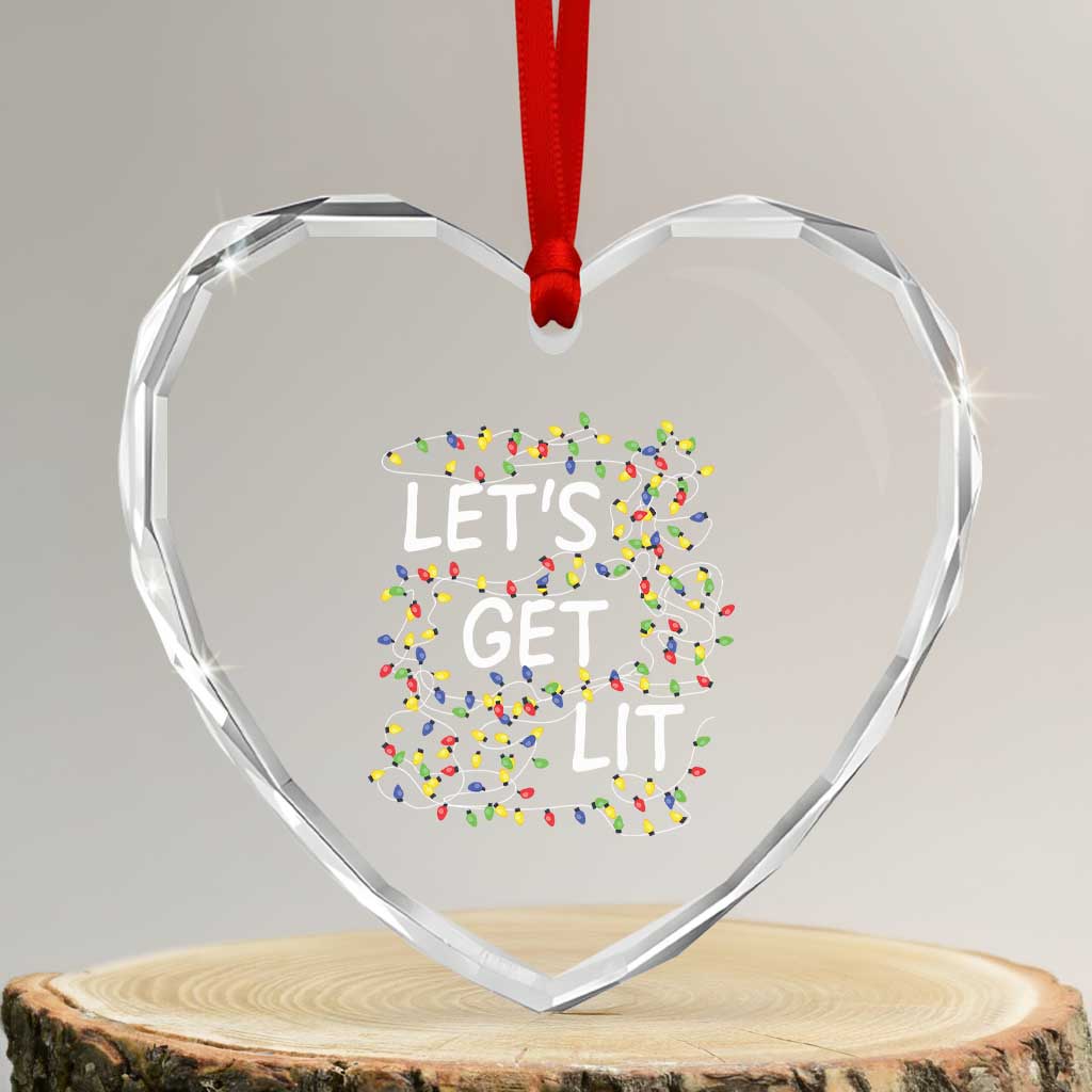 Funny Christmas Heart Crystal Glass Ornament Let's Get Lit Led Lights Xmas TS11 Transparent Glass 3'' Heart Print Your Wear