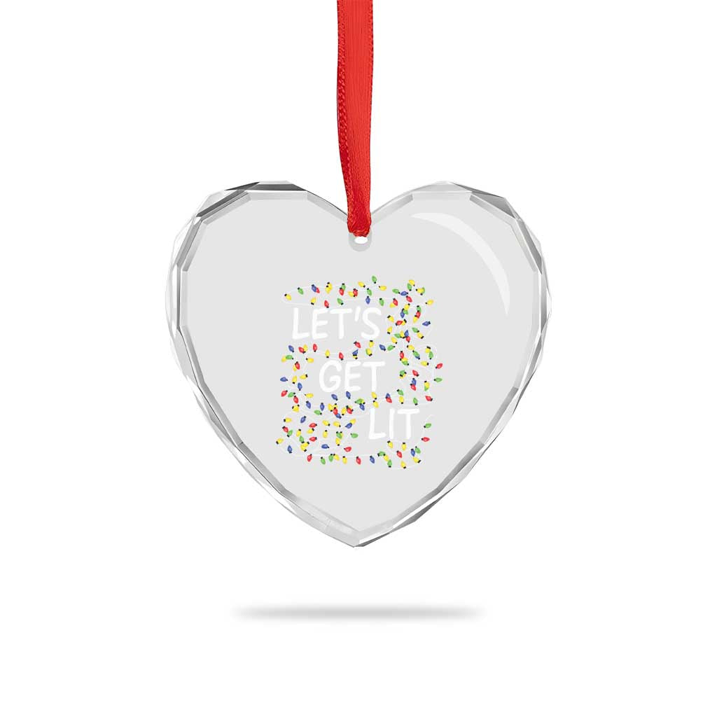 Funny Christmas Heart Crystal Glass Ornament Let's Get Lit Led Lights Xmas TS11 Print Your Wear