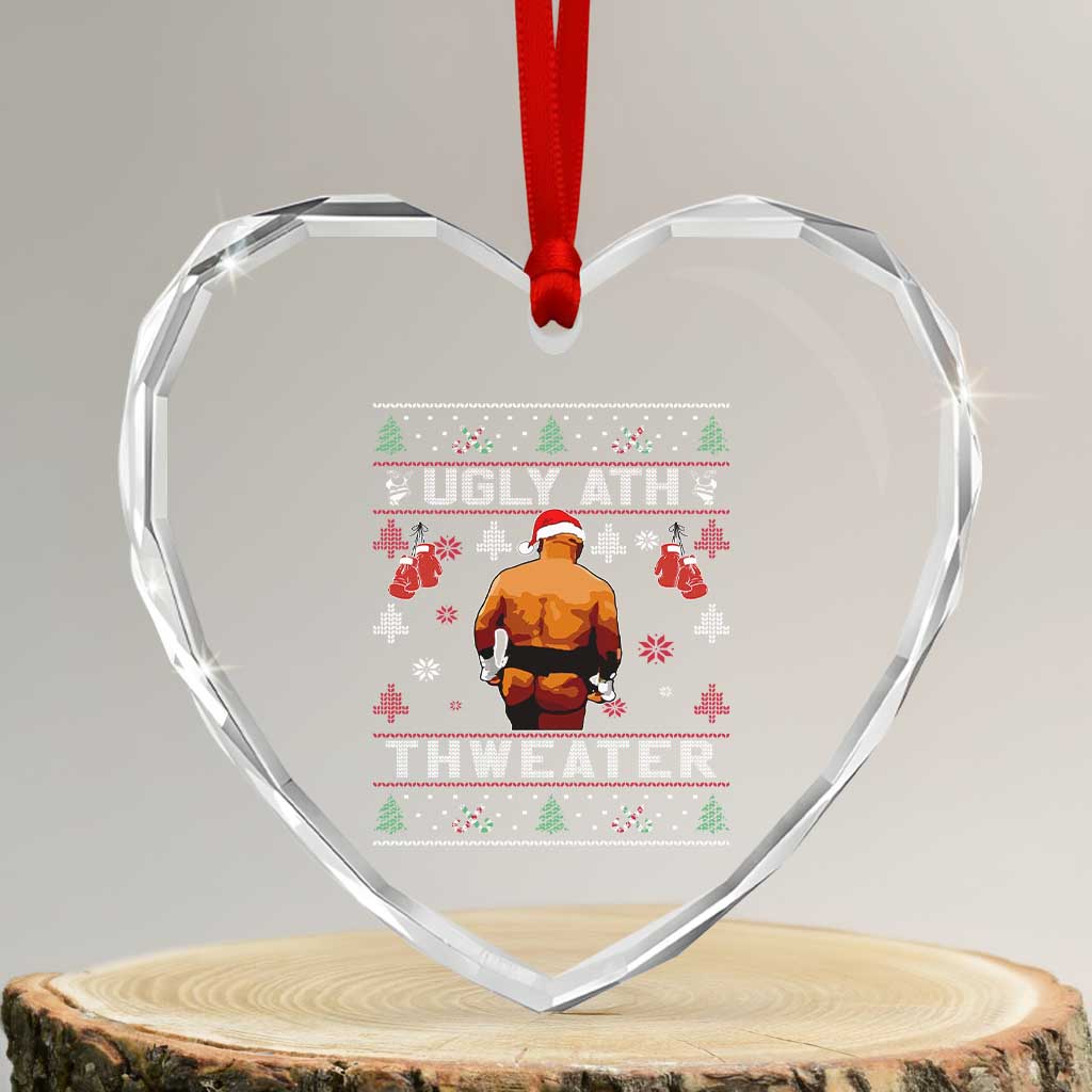 Funny Christmas Heart Crystal Glass Ornament Merry Chrithmith Ugly Ath Thweater Tyson TS10 Transparent Glass 3'' Heart Print Your Wear