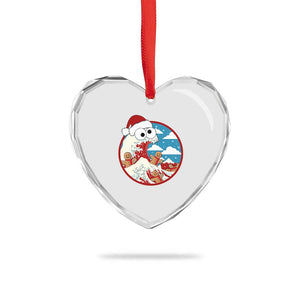 Funny Christmas Heart Crystal Glass Ornament Santa Tsunami Is Eating Ginger Bread Xmas TS11 Print Your Wear