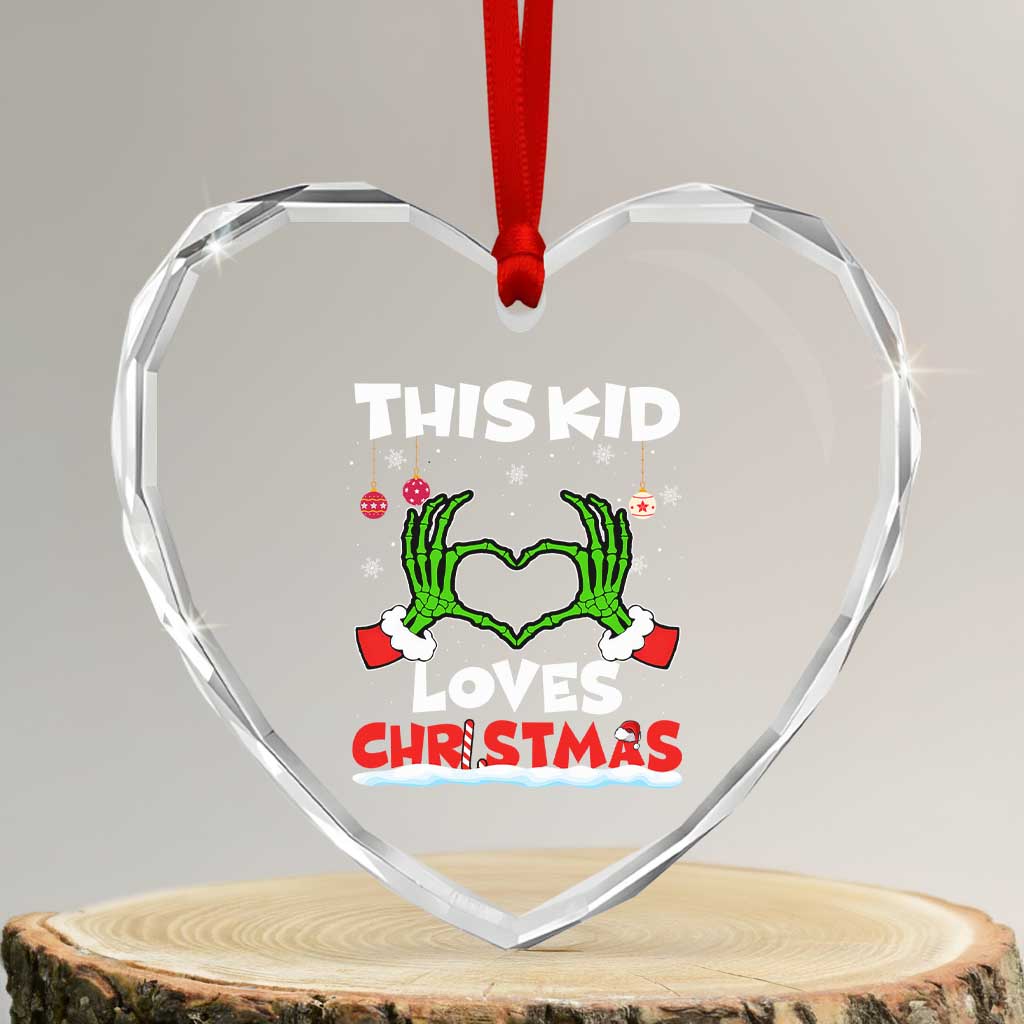 Funny Christmas Heart Crystal Glass Ornament This Kid Loves Xmas Skeleton Heart TS02 Transparent Glass 3'' Heart Print Your Wear
