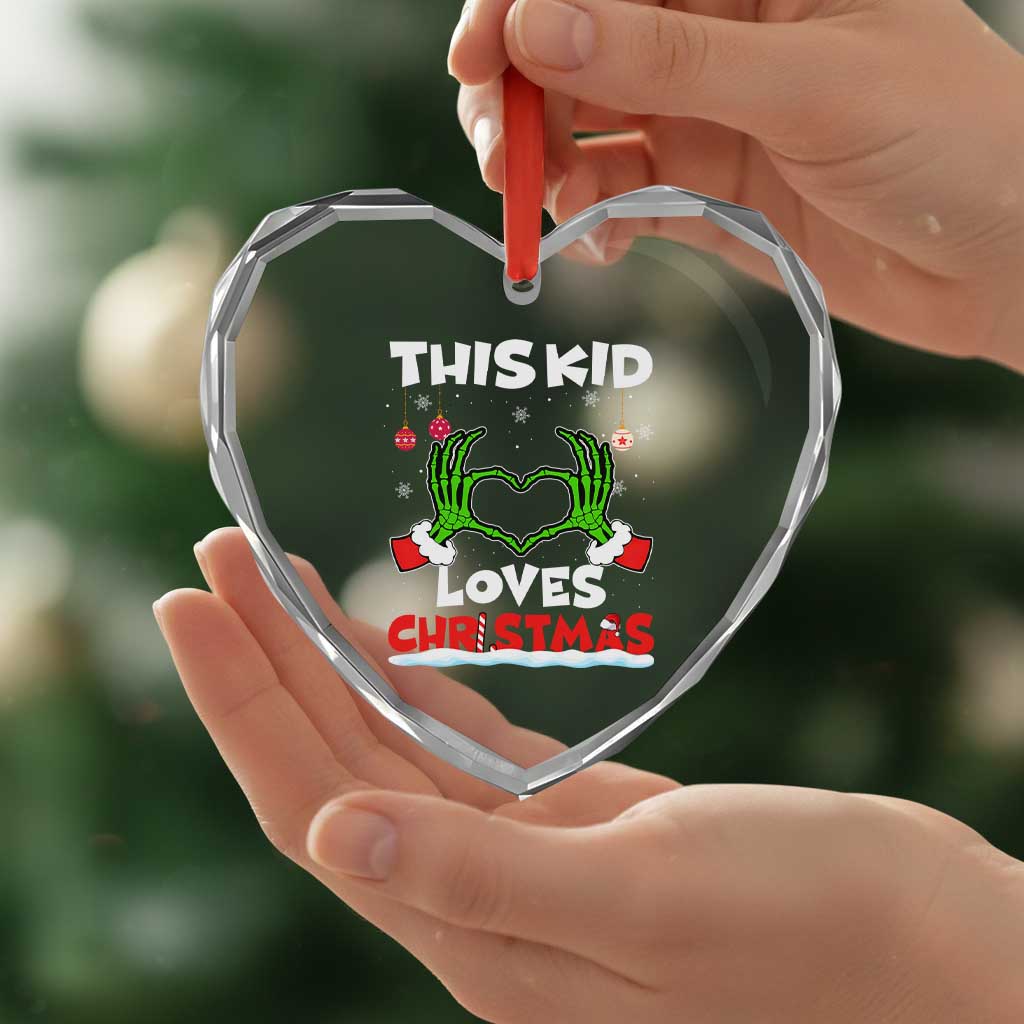 Funny Christmas Heart Crystal Glass Ornament This Kid Loves Xmas Skeleton Heart TS02 Print Your Wear