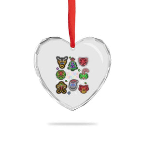 Funny Christmas Heart Crystal Glass Ornament Tis The Season Neon Lights Santa Gingerbread TS11 Print Your Wear