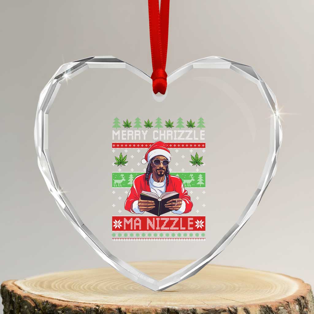 Funny Christmas Hip Hop Rap Gang Heart Crystal Glass Ornament Merry Chrizzle Ma Nizzle Xmas Weed TS11 Transparent Glass 3'' Heart Print Your Wear