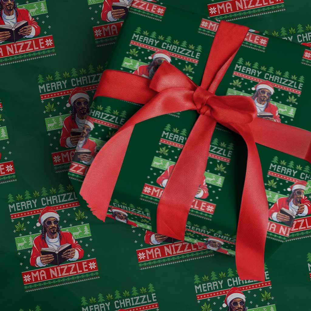 Funny Christmas Hip Hop Rap Gang Wrapping Paper Roll Merry Chrizzle Ma Nizzle Xmas Weed TS11 Green Print Your Wear