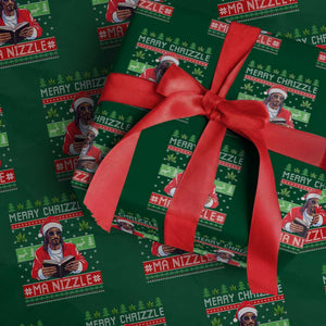 Funny Christmas Hip Hop Rap Gang Wrapping Paper Roll Merry Chrizzle Ma Nizzle Xmas Weed TS11 Green Print Your Wear