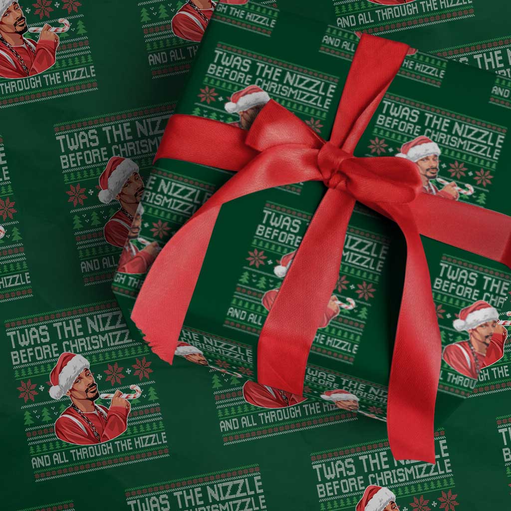 Funny Christmas Hip Hop Rap Gang Wrapping Paper Roll Twas The Nizzle Before Chrismizzle And All Through The Hizzle TS11 Green Print Your Wear