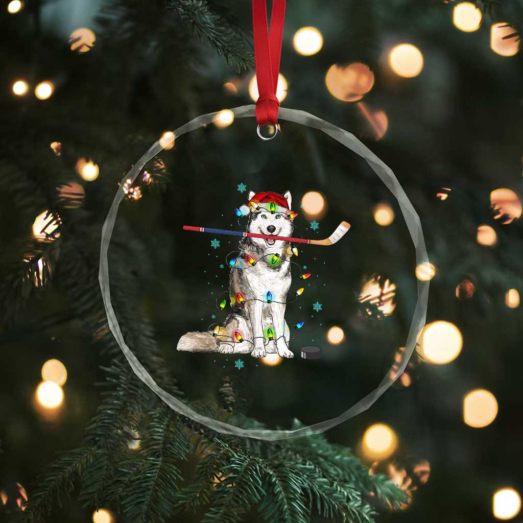 Funny Christmas Husky Ice Hockey Player Holiday Gift Crystal Glass Ornament TS12 Print Your Wear