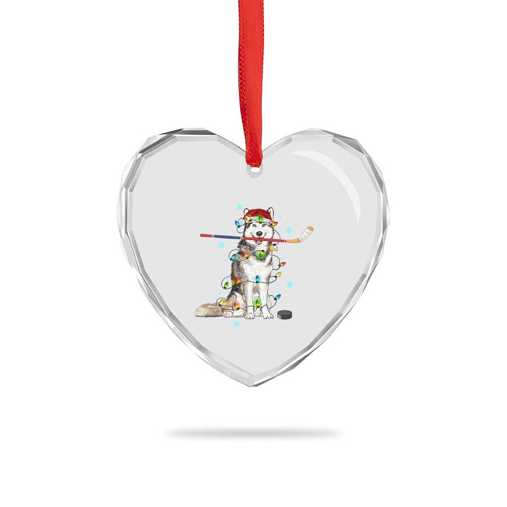 Funny Christmas Husky Ice Hockey Player Holiday Gift Heart Crystal Glass Ornament TS12 Print Your Wear