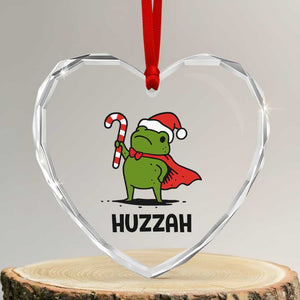Funny Christmas Huzzah Frog Knight Meme Quote Heart Crystal Glass Ornament TS11 Transparent Glass 3'' Heart Print Your Wear