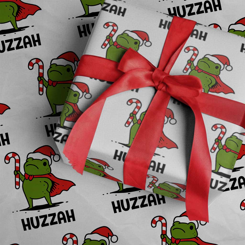 Funny Christmas Huzzah Frog Knight Meme Quote Wrapping Paper Roll TS11 White Print Your Wear