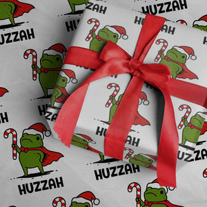 Funny Christmas Huzzah Frog Knight Meme Quote Wrapping Paper Roll TS11 White Print Your Wear