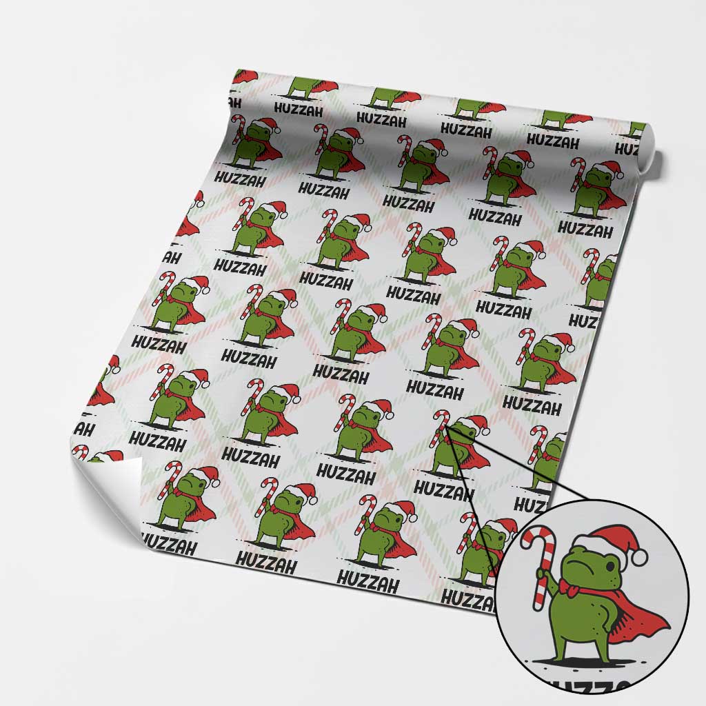 Funny Christmas Huzzah Frog Knight Meme Quote Wrapping Paper Roll TS11 Christmas Plaid Print Your Wear