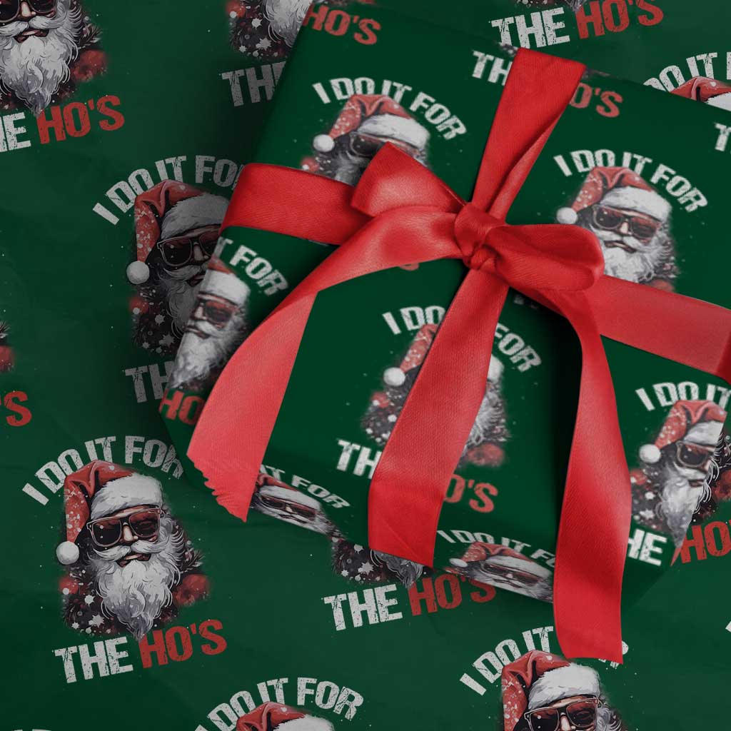 Funny Christmas I Do It For The Ho's Wrapping Paper Roll Cool Santa Face TS11 Green Print Your Wear