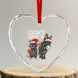 Funny Christmas I Dont Give a Rats Ass Heart Crystal Glass Ornament Donkey And Mouse Xmas Holiday TS11 Transparent Glass 3'' Heart Print Your Wear