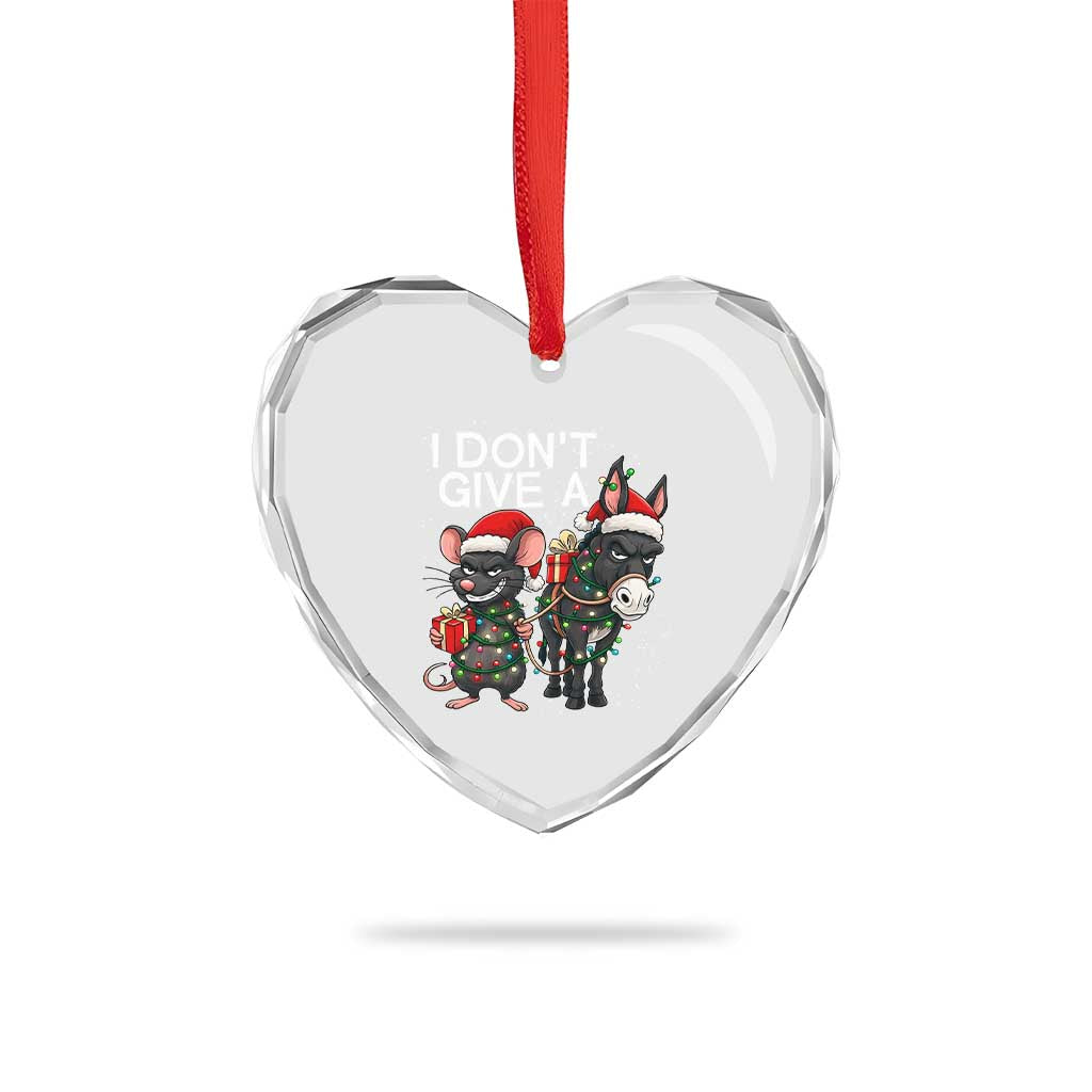 Funny Christmas I Dont Give a Rats Ass Heart Crystal Glass Ornament Donkey And Mouse Xmas Holiday TS11 Print Your Wear