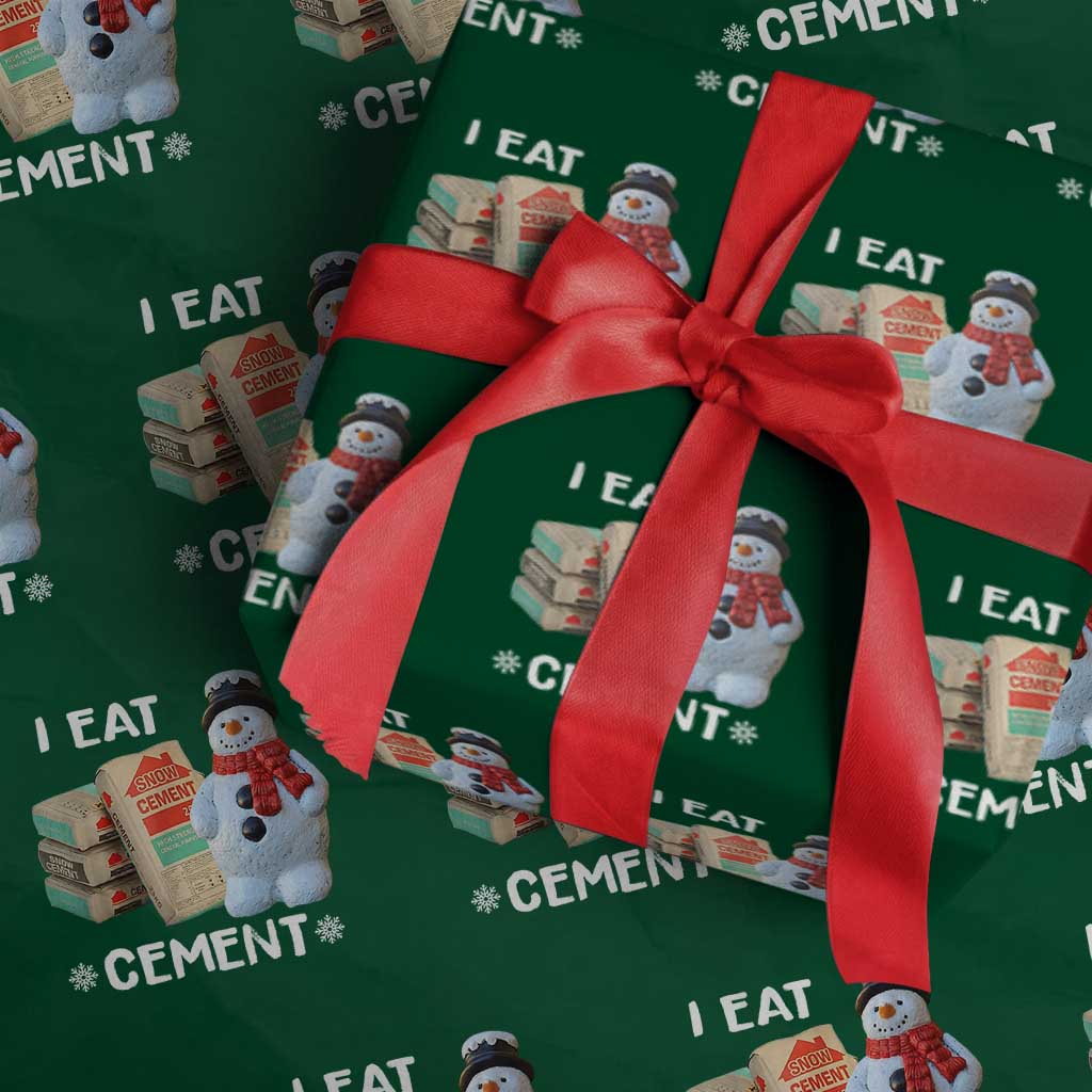 Funny Christmas I Eat Cement Wrapping Paper Roll Snowman Snow Cement Oddly Specific Dank Meme TS11 Green Print Your Wear